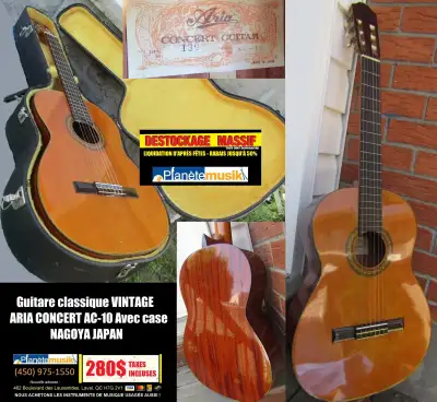 Guitare classique vintage ARIA CONCERT AC-10 Japan étui tx incl, View more