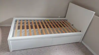 IKEA White Malm Twin Size Single Bed Frame with 2 Drawers, View more