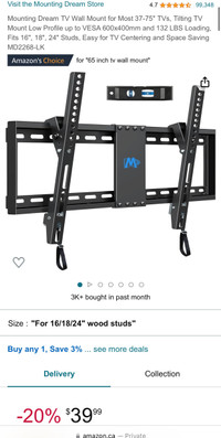 Mounting Dream TV Wall Mount for Most 37-75" TVs
