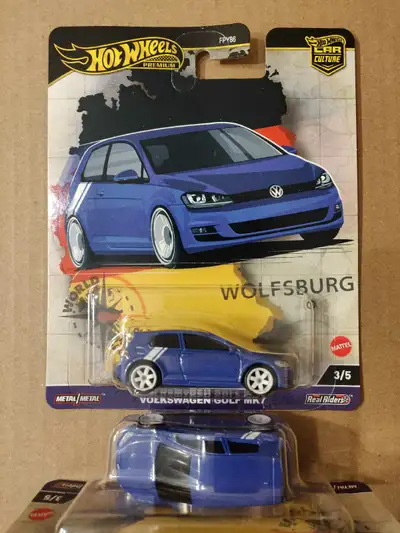 New Hot Wheels Premium Car Culture World Tour Volkswagen VW Golf MK 7 1/64 diecast car with Real Rid...