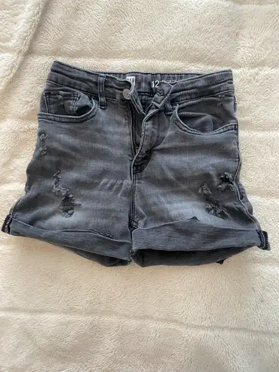 Jean Shorts - Faded 'distressed' black denim, girl's size 12., View more