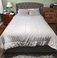 Queen bed with mattress and box spring, grey