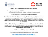 OLDER ADULT RESEARCH PARTICIPANTS NEEDED!