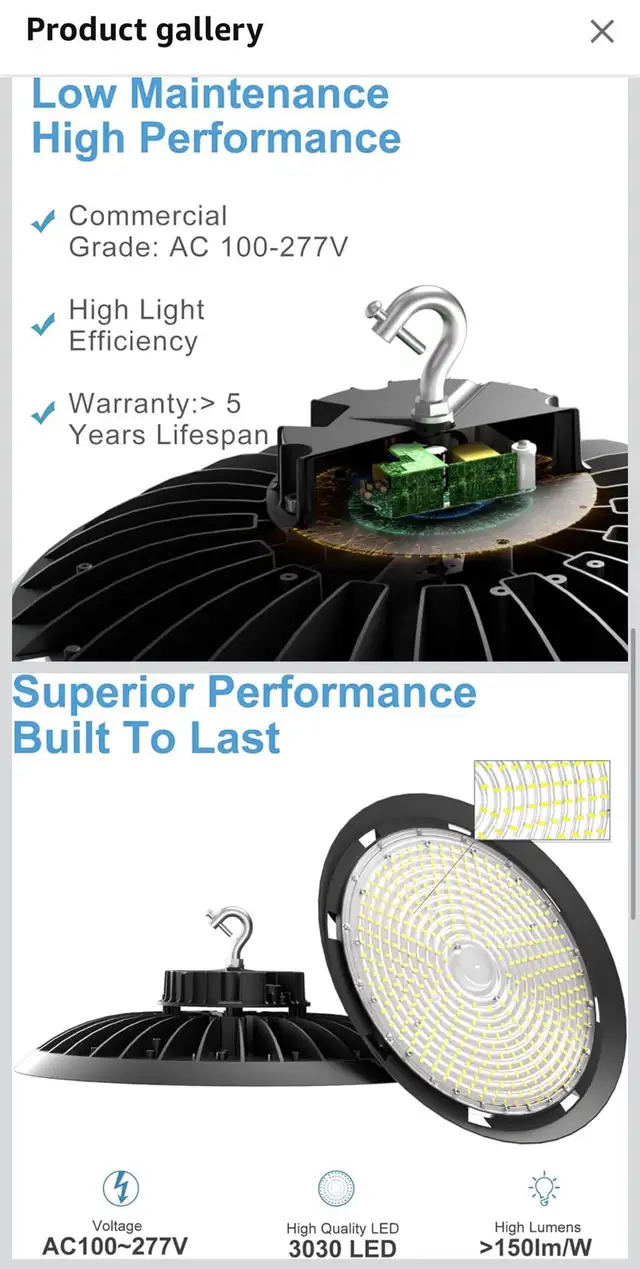 420W UFO LED High Bay Light 63000lm High Bay LED Lights NEW in Outdoor Lighting in City of Toronto - Image 7