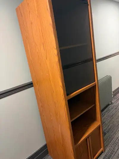 (2) Wooden display cabinet with glas..., View more