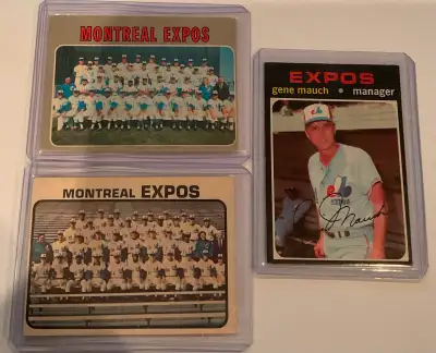 MLB MTL EXPOS OPC 1970 and 1973 Team Cards + 1971 Manager, View more
