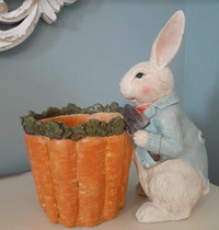 Gardening rabbit bunny with carrots planter