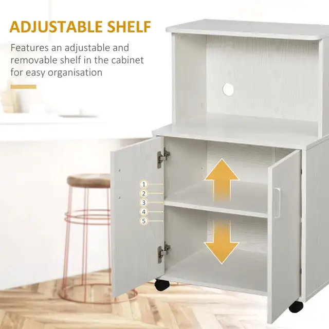 Microwave Cart on Wheels Utility Trolley Storage Sideboard Bookc in Bookcases & Shelving Units in Markham / York Region - Image 5