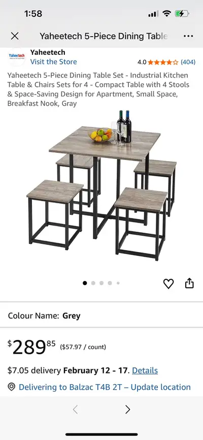 5pc Dining Table Set - Industrial Kitchen Table & Chairs Set, View more