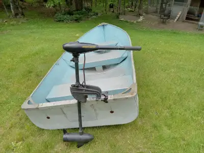 11 foot lightweight solid aluminum boat, no dents or leaks, with Minn Kota 30, $500. Will separate,...