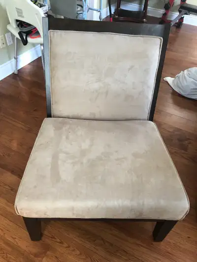 FREE: Light beige ultra suede sofa chair. Just recently moved and have nowhere to put this chair. Wa...