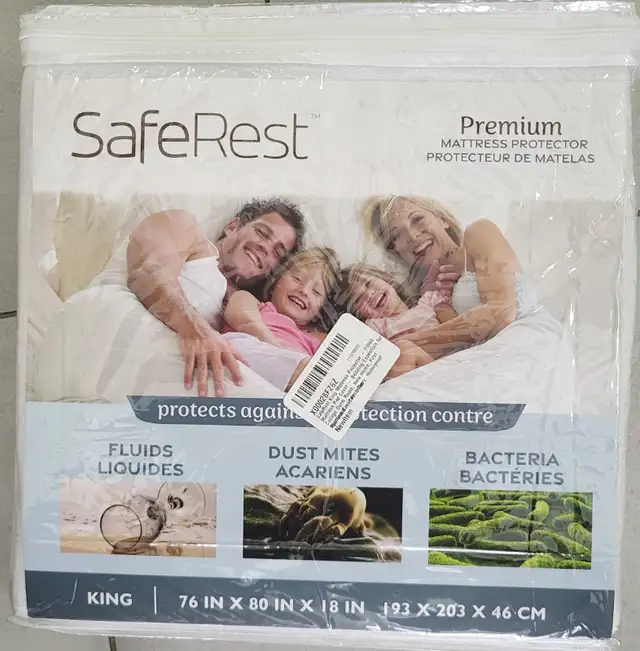 NEW SafeRest King Size - Cotton Terry  Mattress Cover Encasement in Bedding in London - Image 2