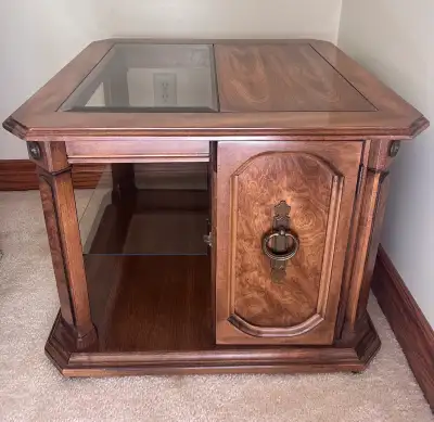  Wood and glass end  table , View more