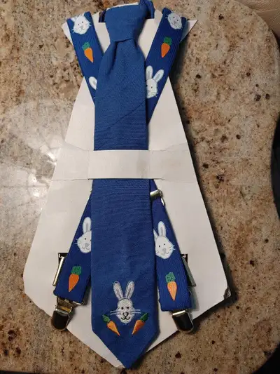 $15.00 ~ New Child's Bunny Suspenders & Tie ~, View more