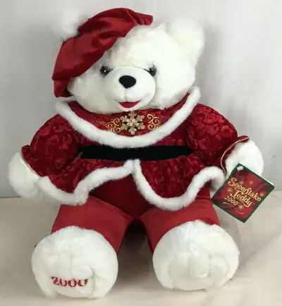 SNOWFLAKE TEDDY 2000 - CHRISTMAS TEDDY BEAR SANTA 22" GIRL (NEW), View more