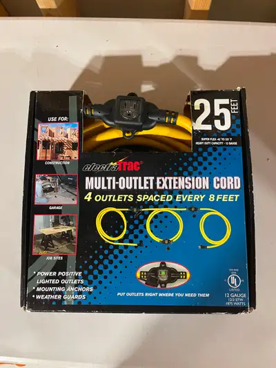 ElectraTrac 25ft Multi-Outlet Extension Cord, View more