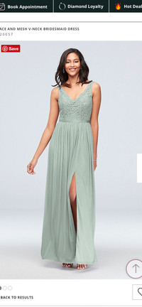 Dusty sage David's bridal dress