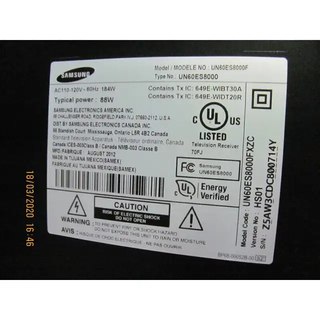 Samsung tv base stand UN65ES8000F UN60ES8000 UN60ES8000 UN65ES80 in Other in Ottawa - Image 8