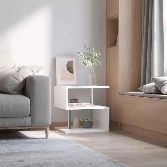 Wooden S Shape End Table 3 Tier Storage Shelves Organizer Living in Other Tables in Markham / York Region - Image 2