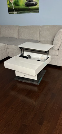 Rotating Square Lift Top Coffee Table With Storage Drawer