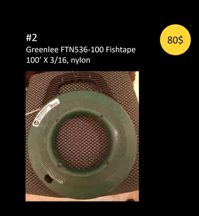 Ruban tire-fil Greenlee FTN536-100 de 100 pi x 3/16 en nylon, parfait pour tous vos besoins de câbla...