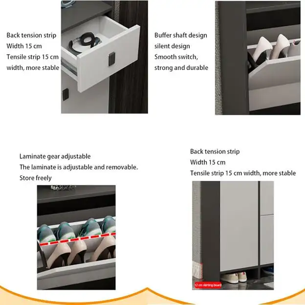 Slim Shoe Cabinet – Modern Entryway Storage Organizer Grey/White in Bookcases & Shelving Units in City of Toronto - Image 7