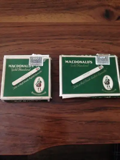 ---- 2 old opened empty macdonalds cigarette pack - $10 ----...............donnie................,,,...