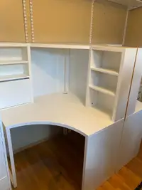 Left-facing IKEA white office unit (disassembled)