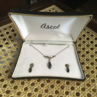 Vintage Ascot Sterling + Gold Filled Necklace & Earring Set