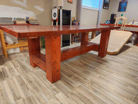 Crafted dining table and benches