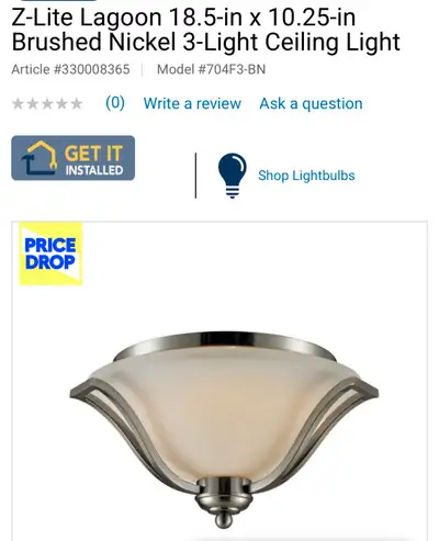BEAUTIFUL NEW BRUSHED NICKEL CEILING LIGHT , View more