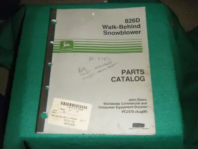 John Deere 826D Walk Behind Snowblower Parts Catalog, View more