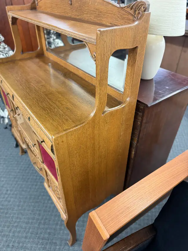 old one piece solid oak sideboard  in Hutches & Display Cabinets in Edmonton - Image 5