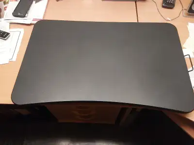 Marah studio space desk top riser...plastic/acrylic top, steel powder coated base, rounded corners,...