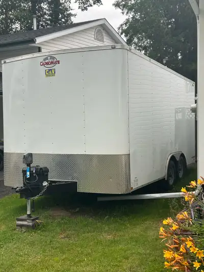 2021 Cargo Mate enclosed trailer 16’ foot long 8.5’ wide Extra wide Extra tall Electric jack Spare t...