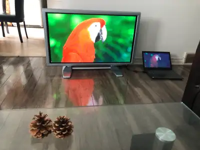 Not a Smart TV. It is in perfect working condition, only sound system is not working. No remote. Com...