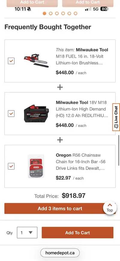 Milwaukee M18 FUEL 16in Chainsaw battery and charger included, View more