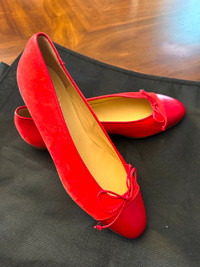 BRUNO MAGLI Red Suede/Leather Flats Size 41 (NEW)