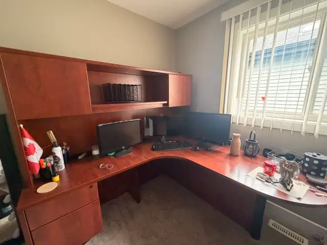 Executive L-Shaped Desk with Hutch + File Cabinet in Desks in Calgary - Image 3