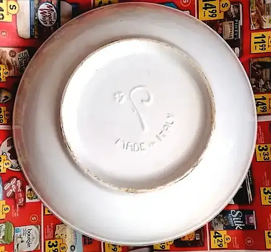 Vintage hand painted hand made large ceramic platter 14.5" Italy63771522202497121