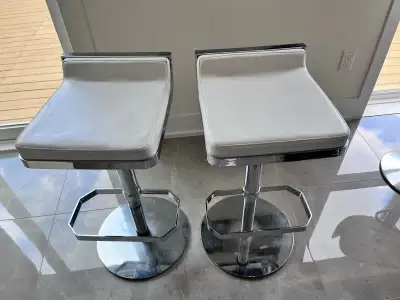 4 white leather counter height stools, View more