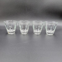 Vintage Shot Glasses Clear Etched Lines MCM Set Of 4 Read