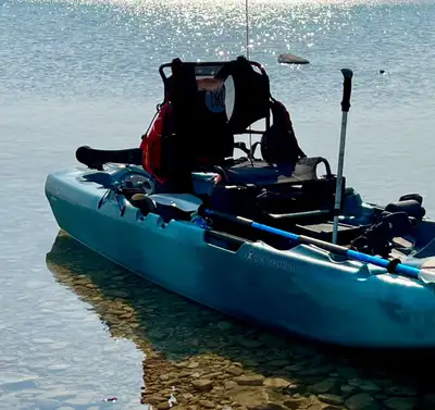 Perception Pedal Drive Fishing Kayak $1700. Model- Showdown. Colour : Dapper; 11.5' Long, 90lbs, Max...
