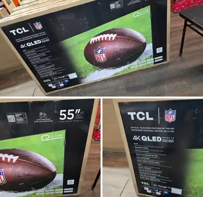These are all new open box TCL 55" Q Class 4K UHD HDR QLED Smart Google TV. A step above with QLED Q...