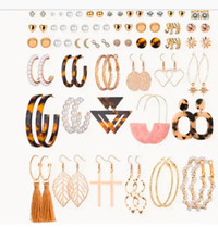 41 Pairs Cute Earrings Set for Women Girls Leopard Hoop Stud
