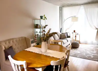 Downtown One bedroom condo + Den + Balcony.
