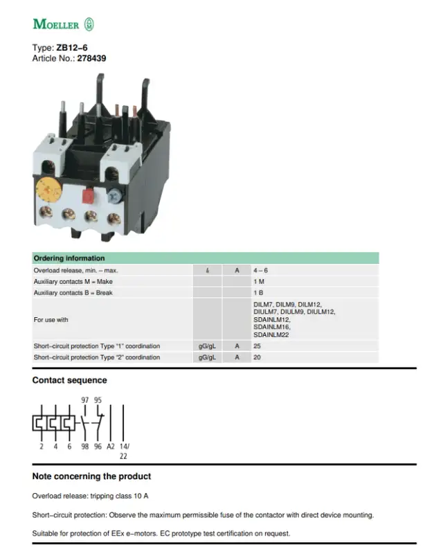 EATON MOELLER ZB12-6 OVERLOAD RELAY  4-6A 1NO+1NC DILM7-DILM12 in General Electronics in Laval / North Shore - Image 4