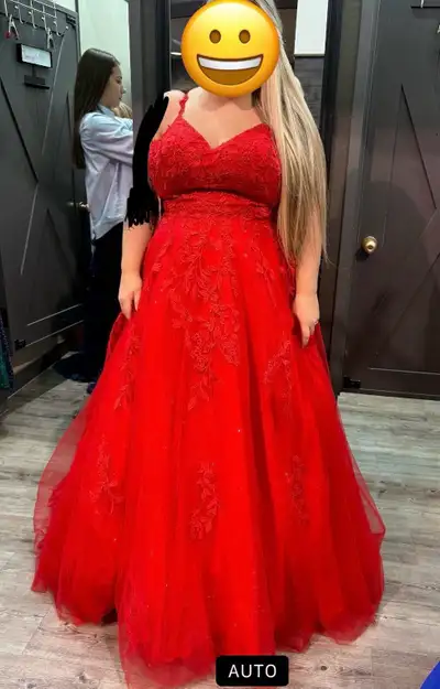 Grad dress- red A-line, View more