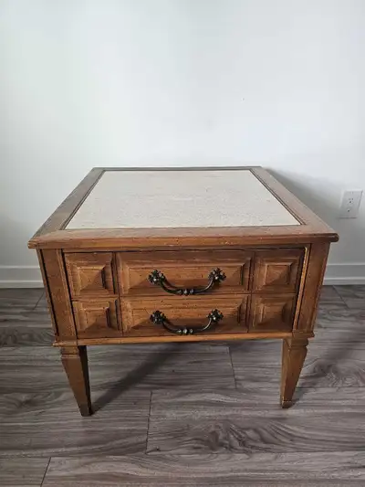 Antique travertine top nightstand, View more