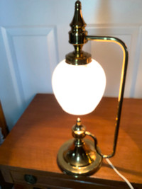 Hollywood Regency Style Brass Lamp w Cylindrical Opaque Shade 